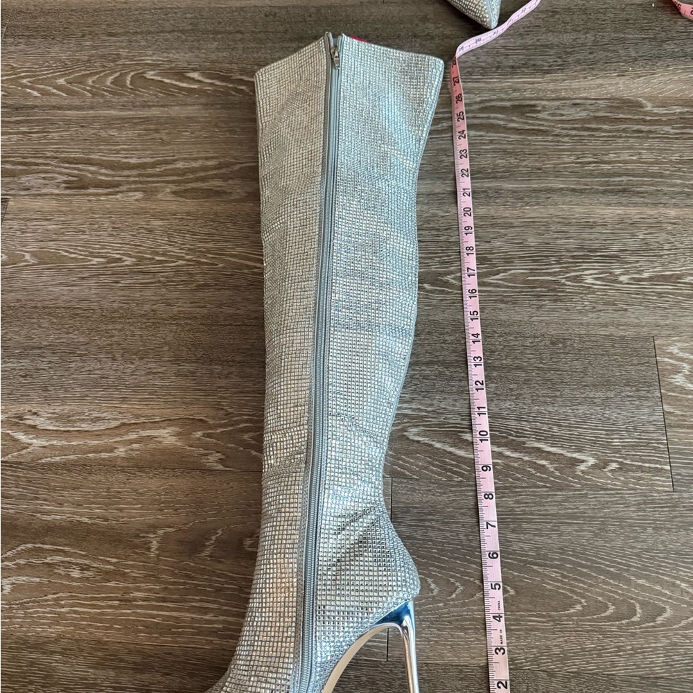 Steve Madden Shimmering Silver Over-the-Knee Boots - Picture 3 of 4